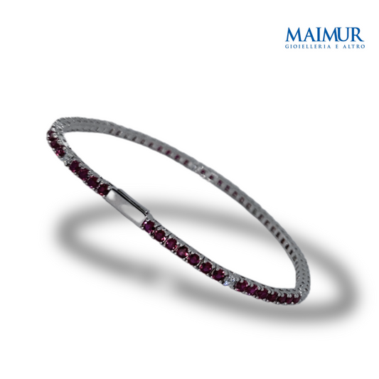 Bracciale Tennis in Argento Rodiato con Zirconi Rossi e Bianchi 1,75/2,5 mm 