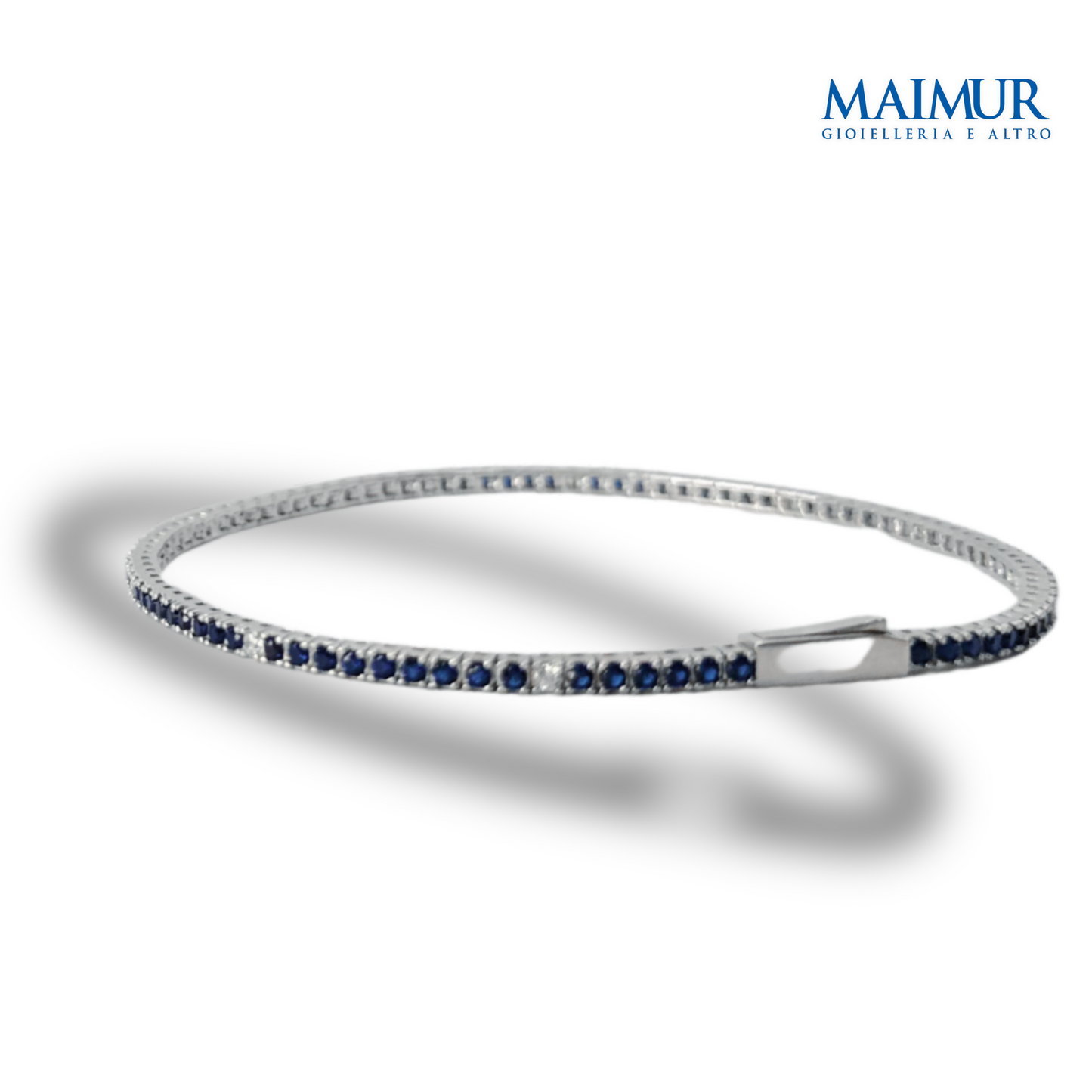 Bracciale Tennis in Argento Rodiato con Zirconi Blu e Bianchi 1,75/2,5 mm