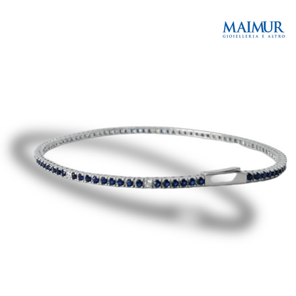 Bracciale Tennis in Argento Rodiato con Zirconi Blu e Bianchi 1,75/2,5 mm