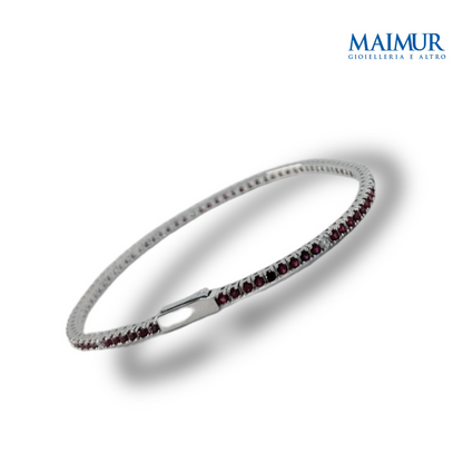 Bracciale Tennis in Argento Rodiato con Zirconi Rossi e Bianchi 1,75/2,5 mm 
