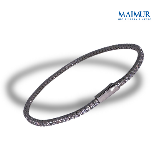 Bracciale Tennis in Argento Rodiato con Zirconi Bianchi 1,75mm 3